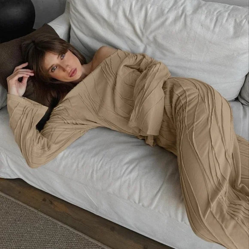 Beige Textured Luxe Lounge Set