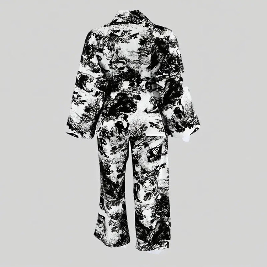 Toile Print Satin Sleepwear Set