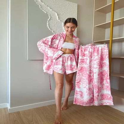 Toile Print Satin Sleepwear Set