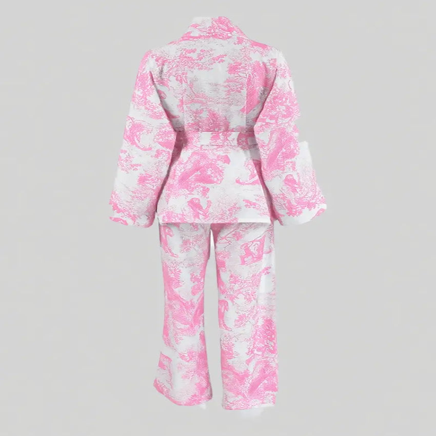 Toile Print Satin Sleepwear Set
