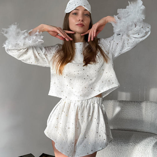 White Star Feather-Trim Lounge Set
