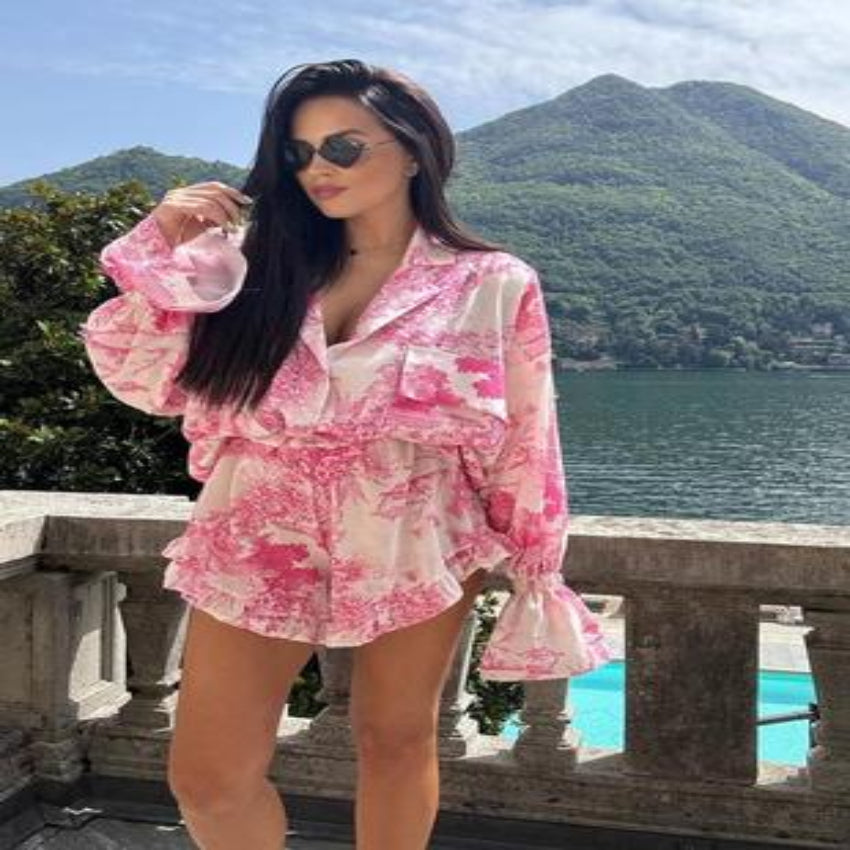 Belted Long-Sleeve Loungewear Set