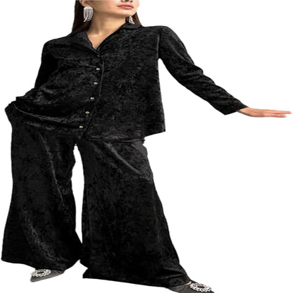 Women’s Black Velvet Pajama Set