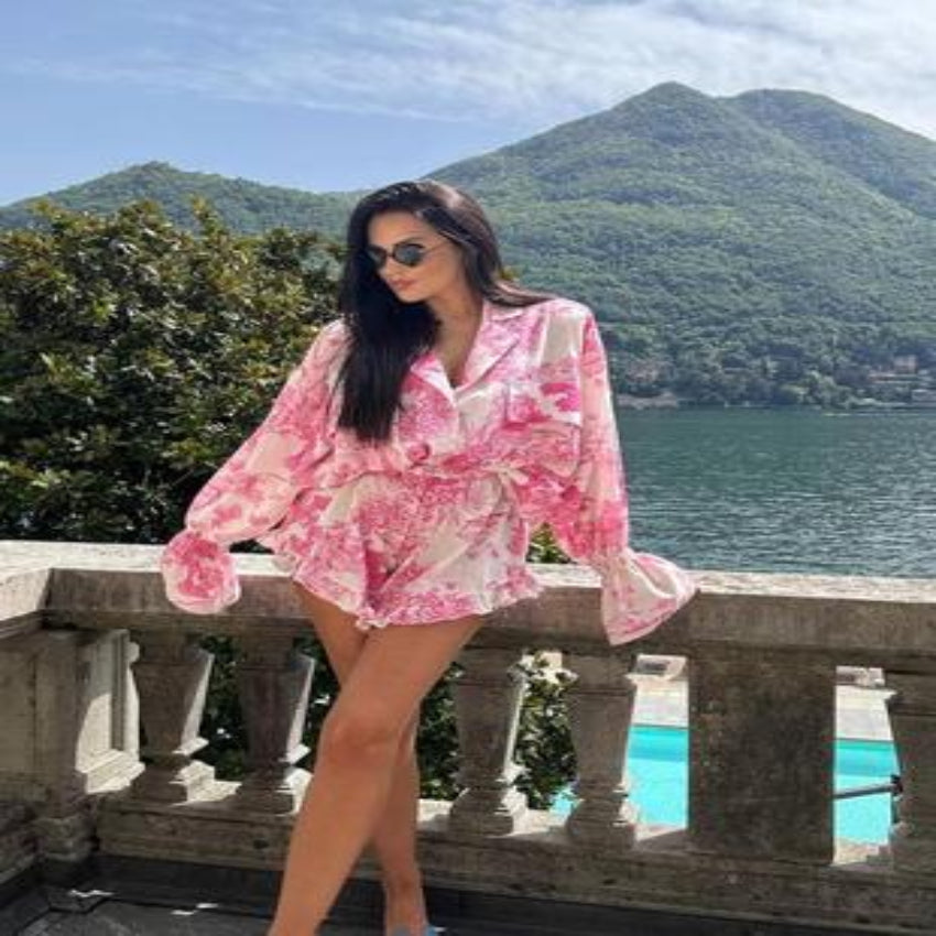 Belted Long-Sleeve Loungewear Set