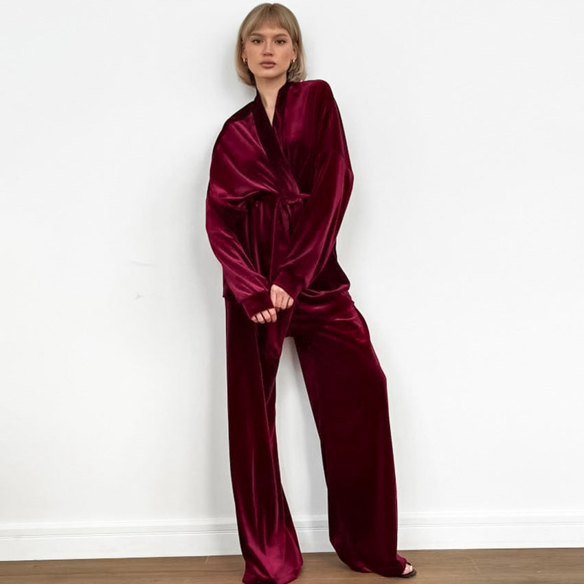 Women’s Plush Velvet Lounge Pajama Set