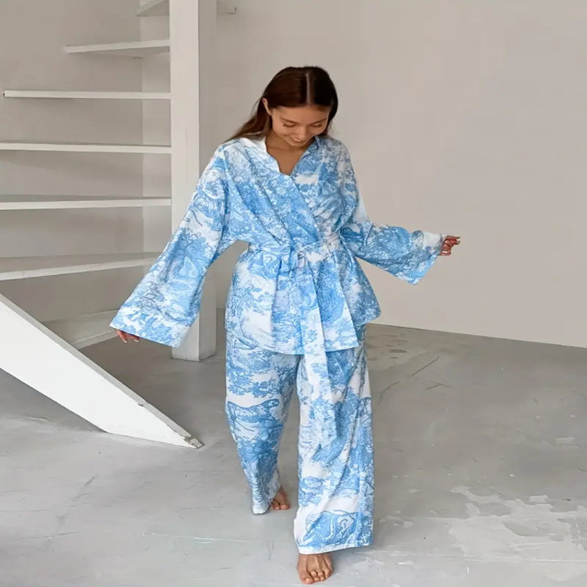 Toile Print Satin Sleepwear Set