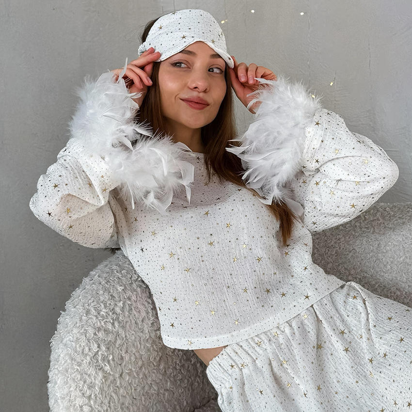 White Star Feather-Trim Lounge Set