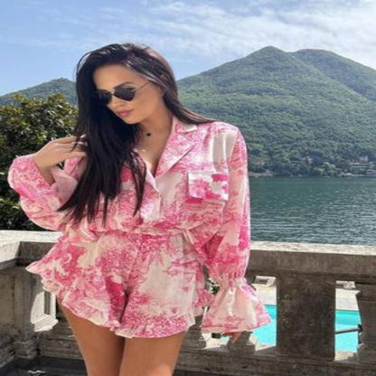 Belted Long-Sleeve Loungewear Set