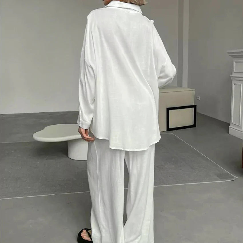 Chic Button-Up & Wide-Leg Pants Set