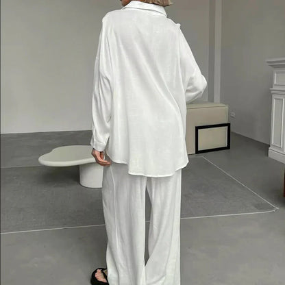 Chic Button-Up & Wide-Leg Pants Set