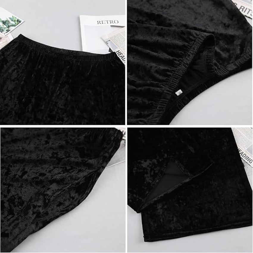 Women’s Black Velvet Pajama Set