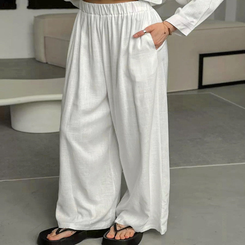 Chic Button-Up & Wide-Leg Pants Set