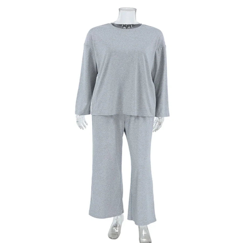 Luxe Grey Casual Two-Piece Outfit