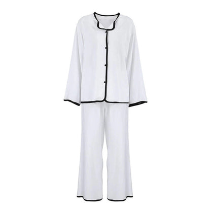 Classic Contrast-Trim Two-Piece Pajama Set